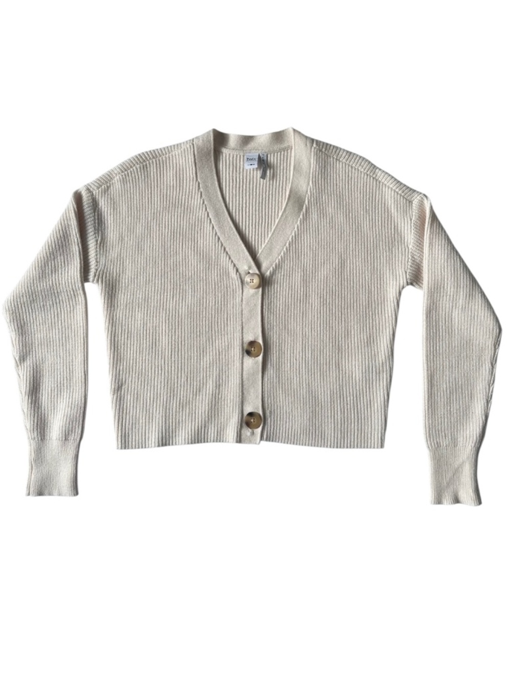 Twik - by Simons - Rib Knit - Cropped Cardigan - Cream - Size XS